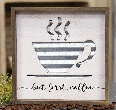 But First Coffee Metal Cutout Framed Sign - The Fox Decor